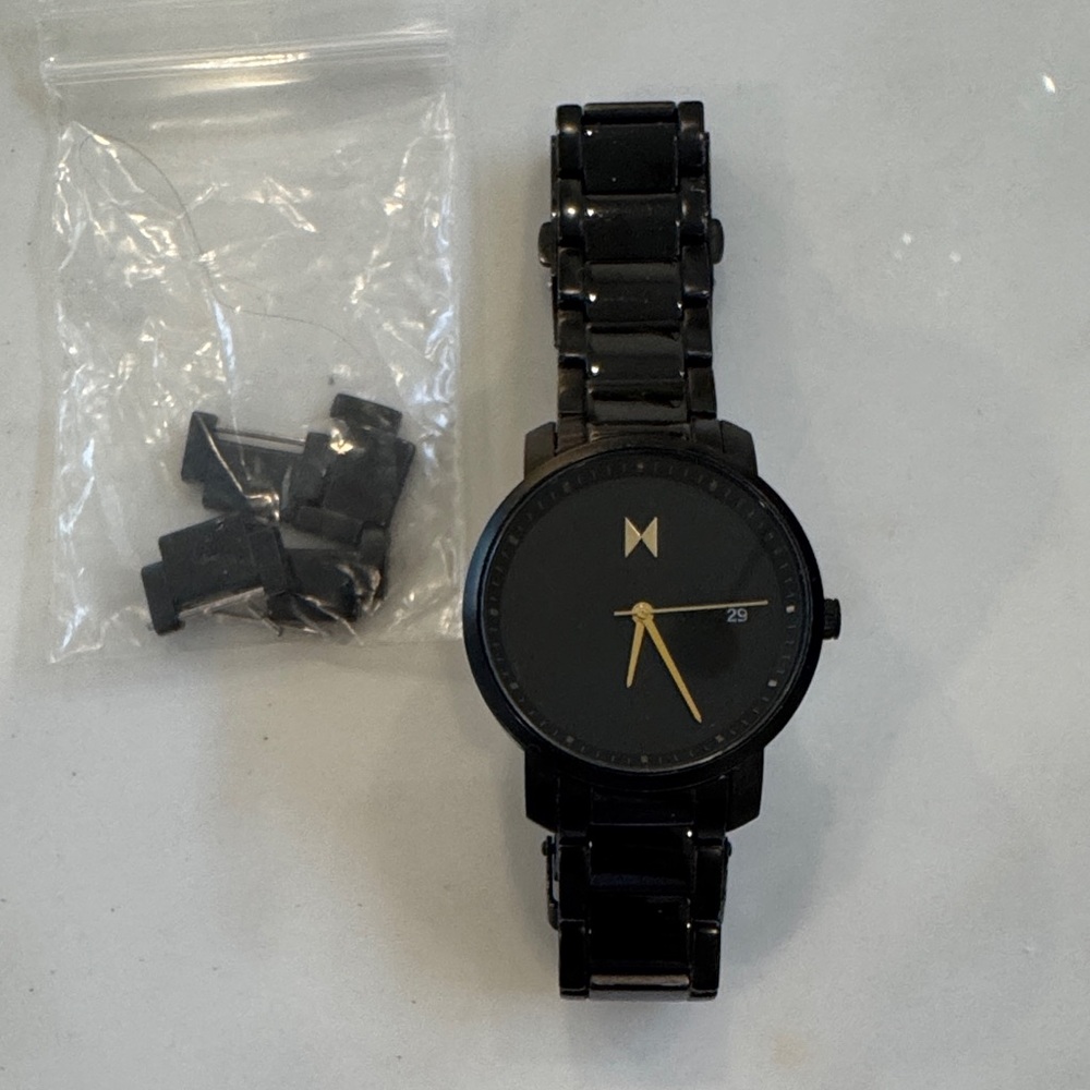MVMT Sleek Black Watch with Gold Hands